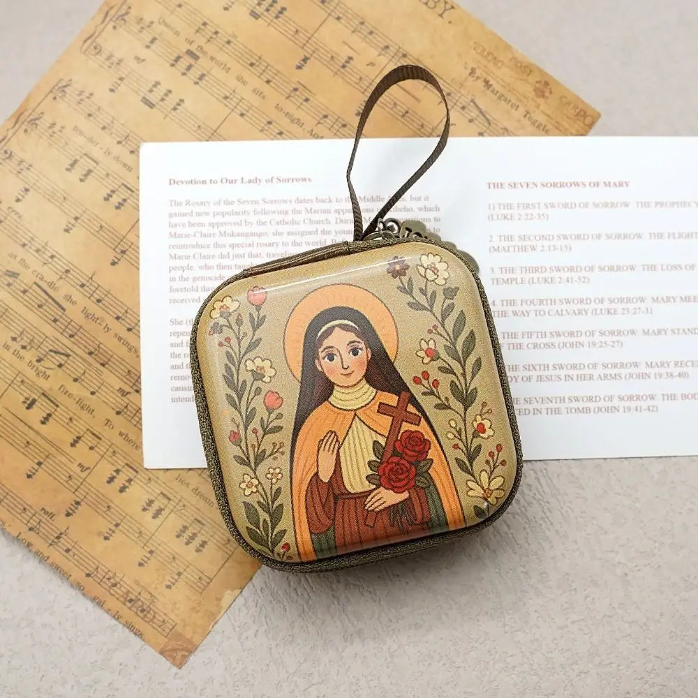 Virgin Mary Rosary Storage Bag – Zippered Christian Gift Box
