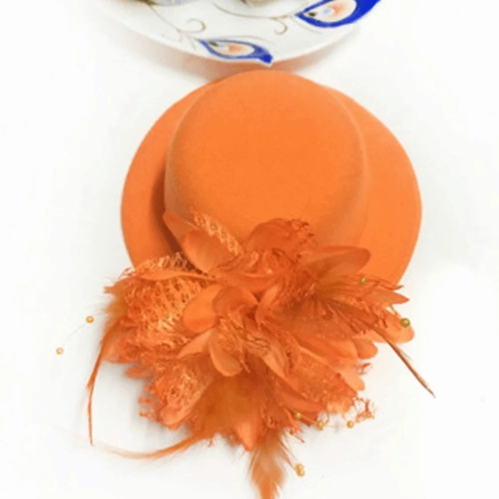 Kids Fascinator Hat 13cm Feather Flower Pillbox Hair Clip