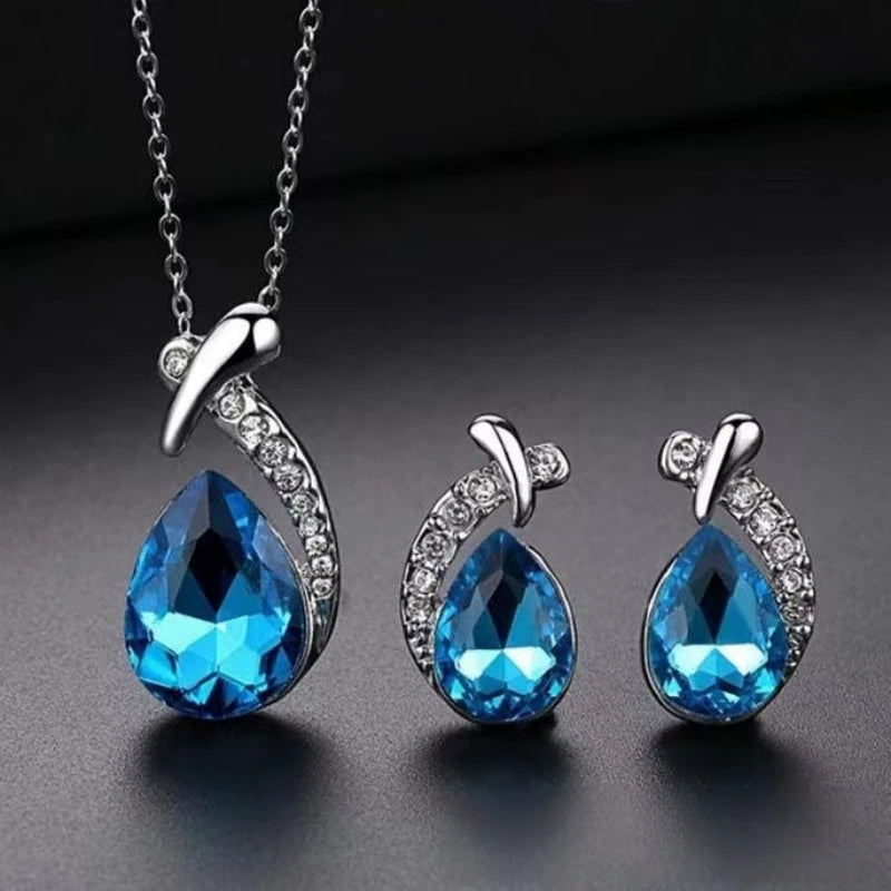 Women's Fish-Shaped Crystal Clavicle Necklace & Earrings Set Jewelry Set Nixie