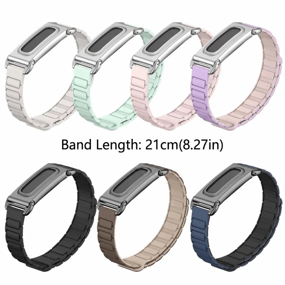 Magnetic Silicone Watch Band with Metal Case for Fitbit Smartwatch Band Nixie