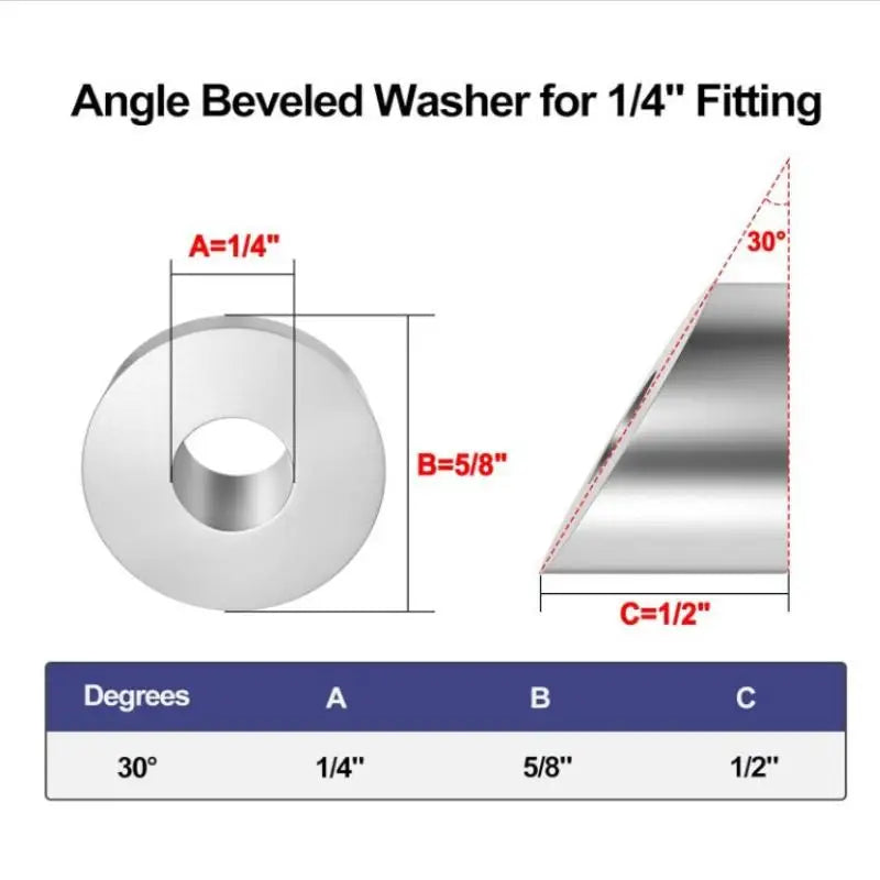 316 Stainless Steel 30° Beveled Washer Cable Railing 1/4" 3/8" Beveled Railing Washer Nixie