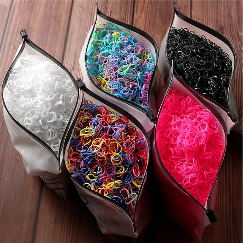 1000/2000pcs Kids Colourful Elastic Hair Ties & Ponytail Bands Kids Hair Ties Nixie