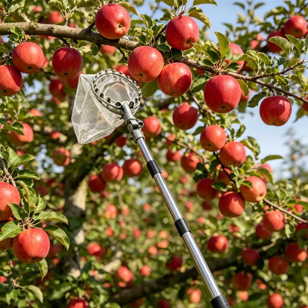 Long Handle Adjustable Fruit Picker with Metal Claw & Cloth Bag