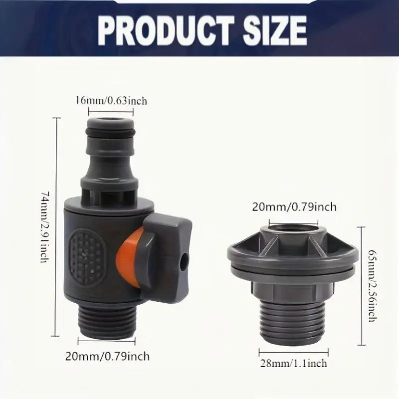 1/2-Inch PVC Tank Connector with On/Off Irrigation Valve Tank Irrigation Fitting Nixie