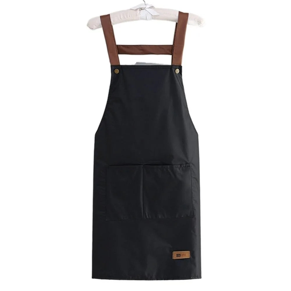 Waterproof Kitchen Apron with Pockets – Oil-Proof Unisex Kitchen Apron Nixie black