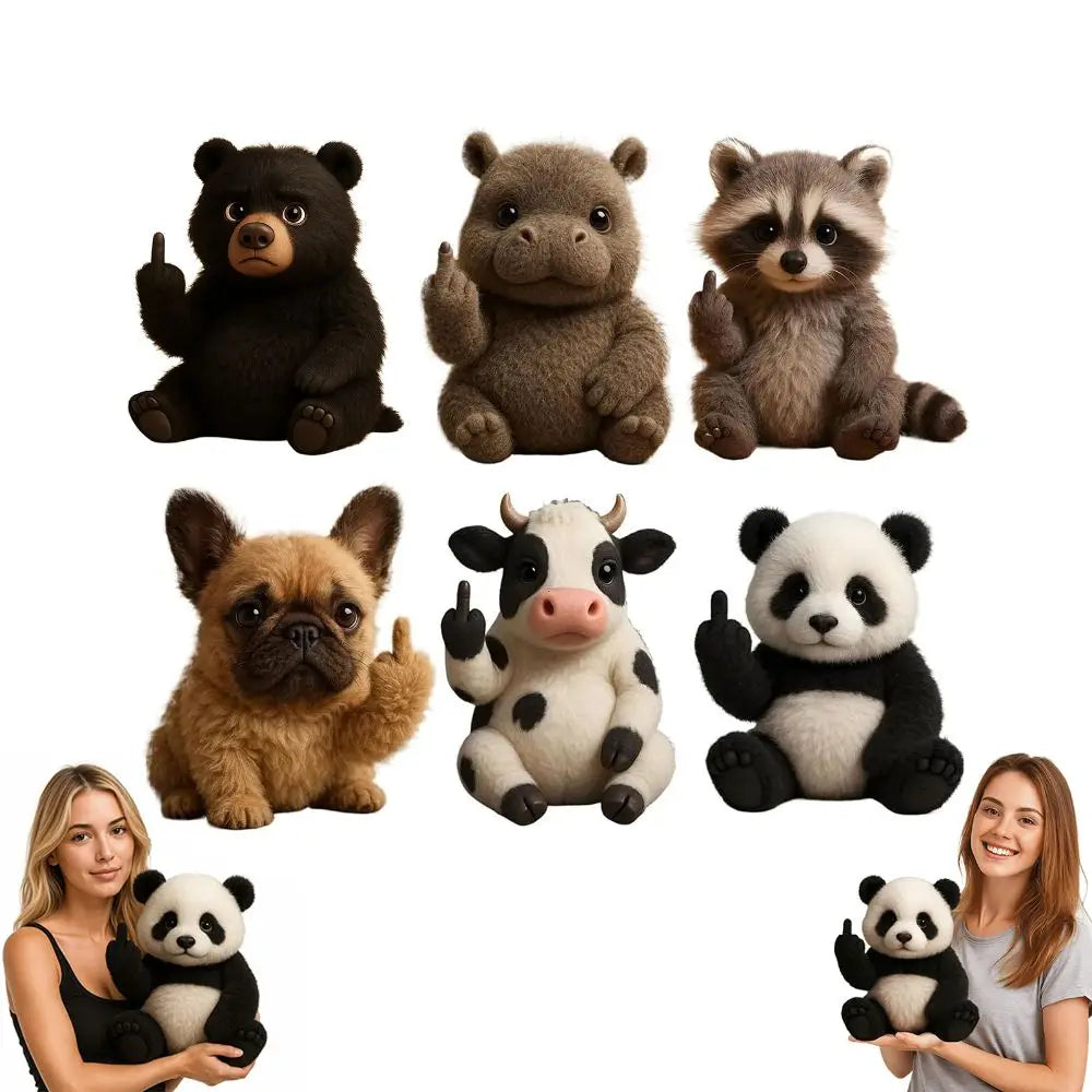 Cute Finger Plush Animal Toy – Panda, Cow & Raccoon Doll Plush Animal Toy Nixie