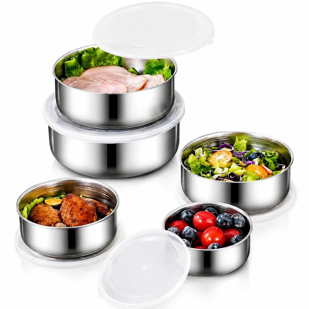 10Pcs Stainless Steel Food Storage Container Set with Lids Food Storage Containers Nixie