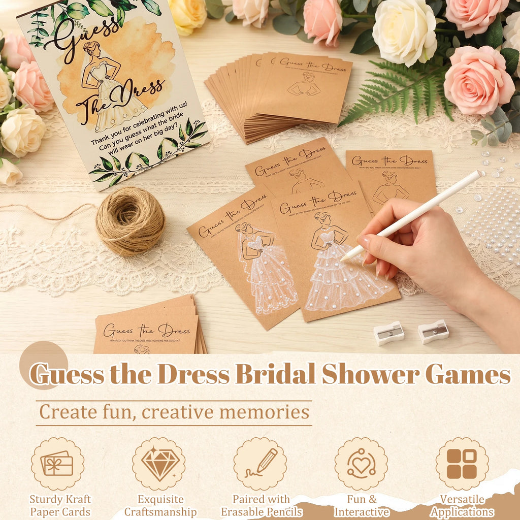 30-Piece Guess the Dress Bridal Shower Game Kit with Pens Bridal Shower Game Nixie