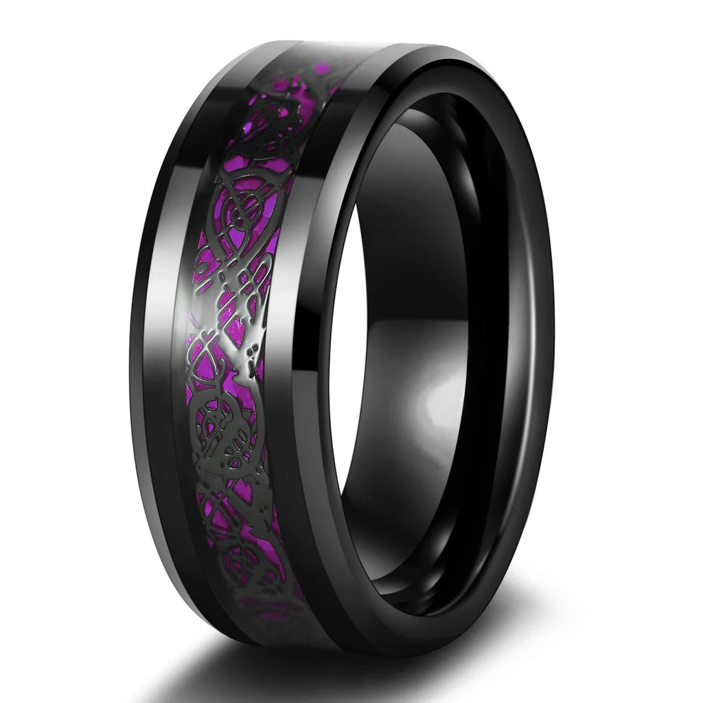 Celtic Dragon Couple Ring Set – Purple Rhinestone & Steel Couple Ring Set Nixie WHITE 6