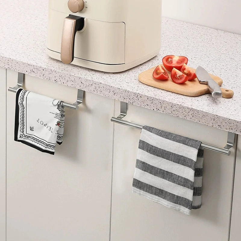 No-Drill Stainless Steel Towel Bar Door Hanging Storage Rack