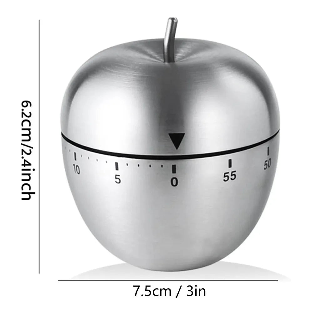 2PCS Mechanical Kitchen Timer – Stainless Steel, 60-Min Wind-Up