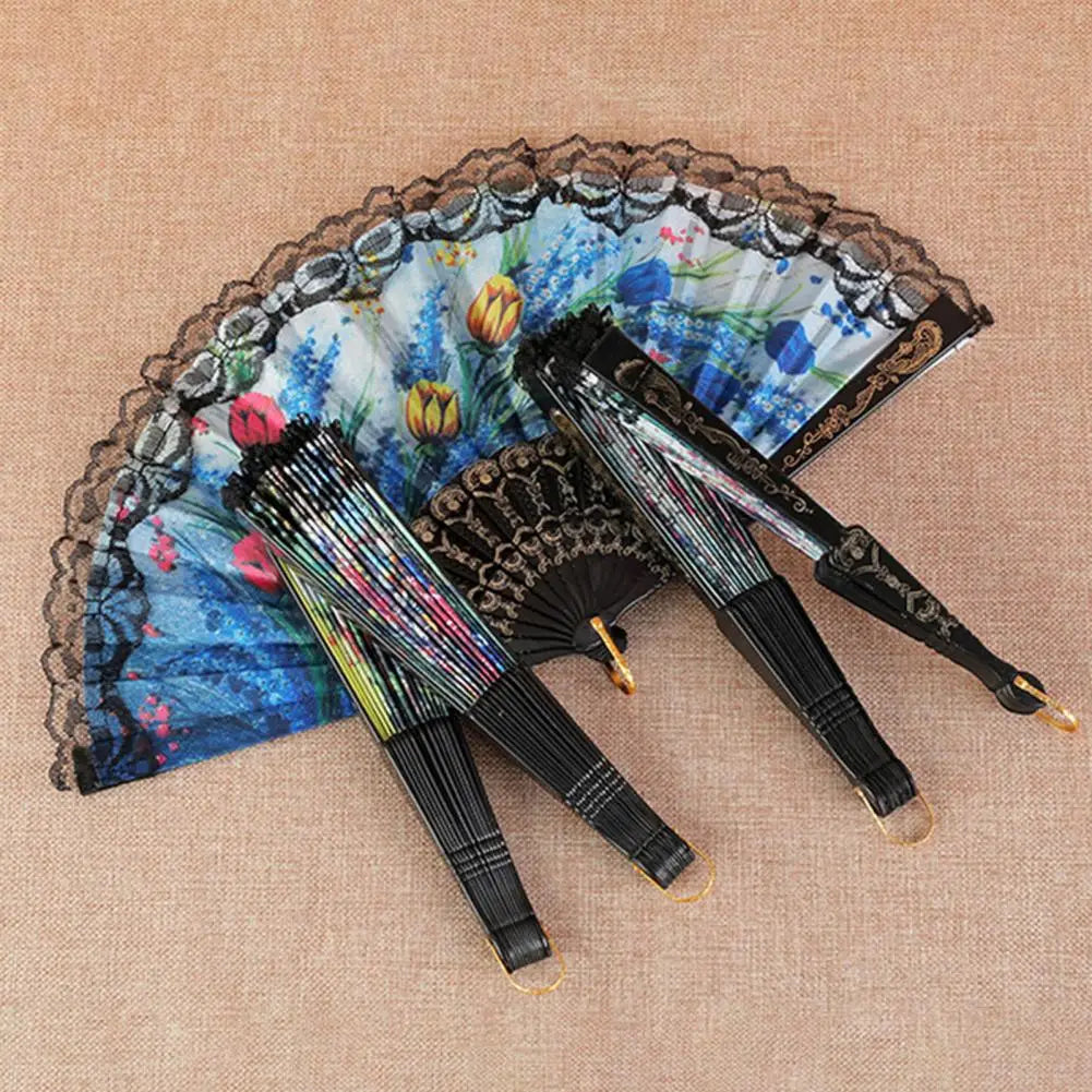 Vintage Lace Floral Folding Hand Fan – Wedding & Party Folding Hand Fan Nixie