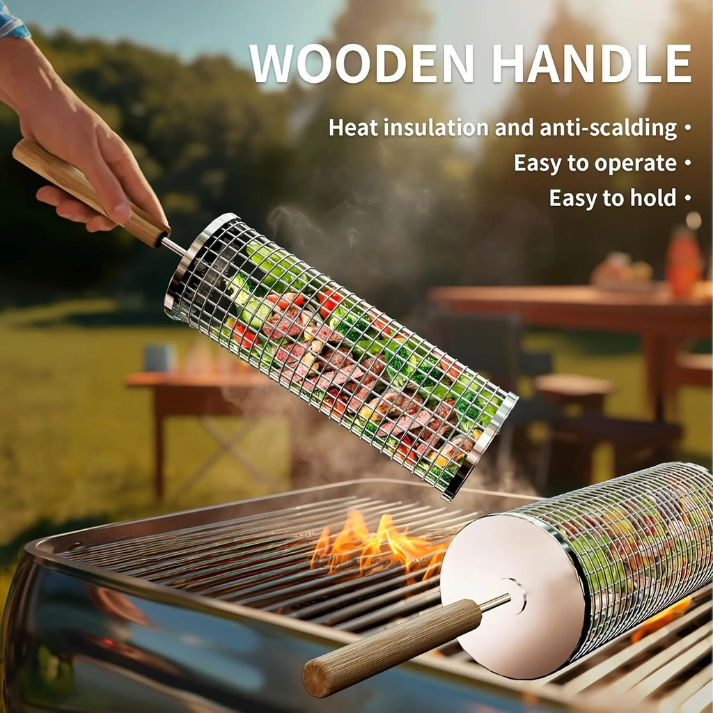 3-Piece Stainless Steel BBQ Grill Basket Set | Air Fryer & Camping BBQ Grill Basket Set Nixie