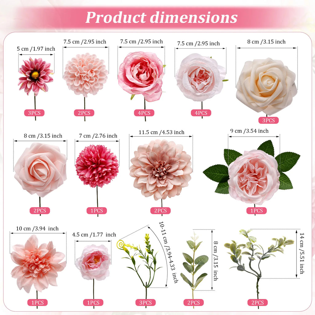 Artificial Flowers Combo Box – Pink & Blue Faux Flowers for DIY Artificial Flower Set Nixie Style 1
