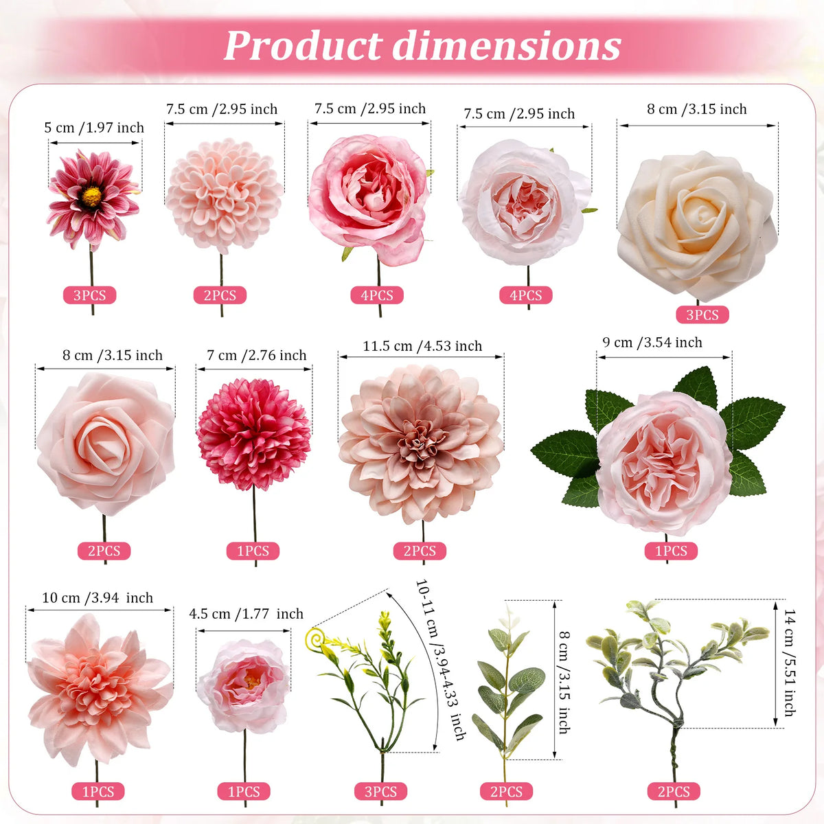 Artificial Flowers Combo Box – Pink & Blue Faux Flowers for DIY Artificial Flower Set Nixie Style 1