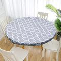 Round Elastic Vinyl Tablecloth – Waterproof Fitted Table Cover Fitted Vinyl Tablecloth Nixie Style C 114-142cm