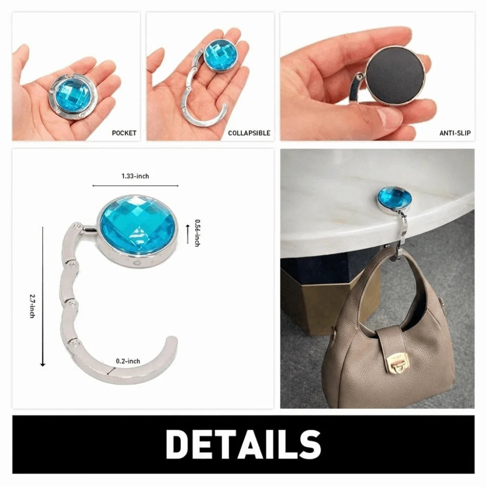 Foldable Metal Handbag Hanger – Portable Table Bag Hook