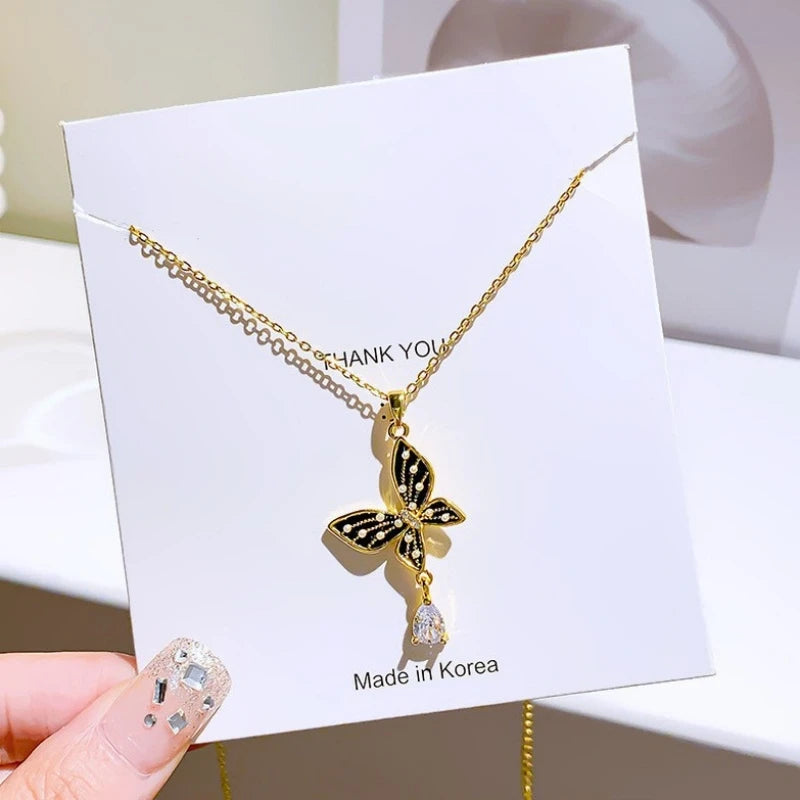 Pearl Butterfly Tassel Pendant Necklace – Women's Clavicle Chain Pendant Necklace Nixie