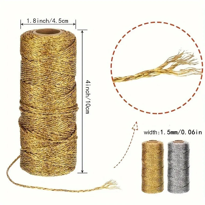 1.5mm 100M Gold Silver Macrame Cord Rope for DIY Crafts Macrame Craft Cord Nixie