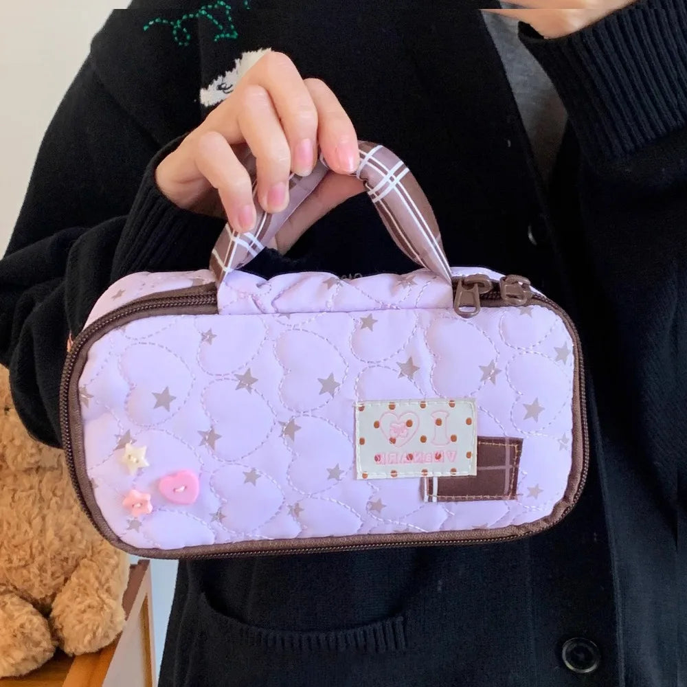 Retro Polka Dot Pencil Case – Large Capacity Stationery Pouch