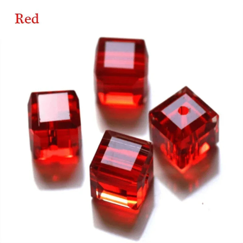 100Pcs 4mm Cube Crystal Glass Spacer Beads for DIY Jewelry