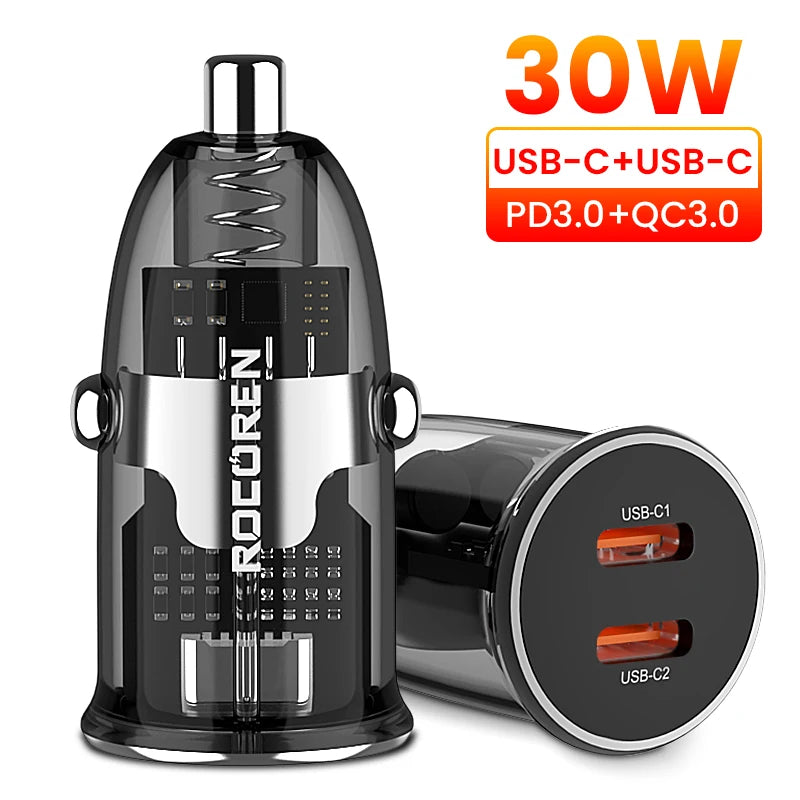 Rocoren 36W USB-C PD & QC 3.0 Dual-Port Car Charger
