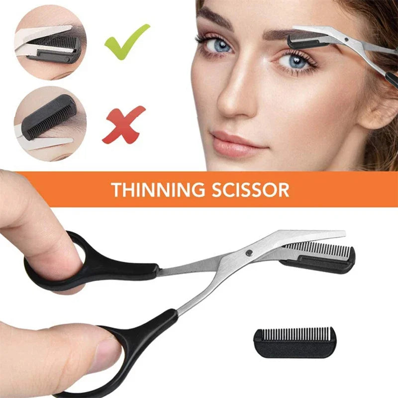 Eyebrow Trimmer Set – Scissors, Tweezers, Razor & Comb Kit