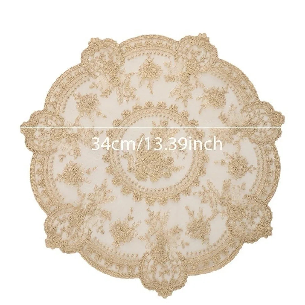 Embroidered Lace Round Placemats – Vintage Floral Table Mats Lace Table Mats Nixie