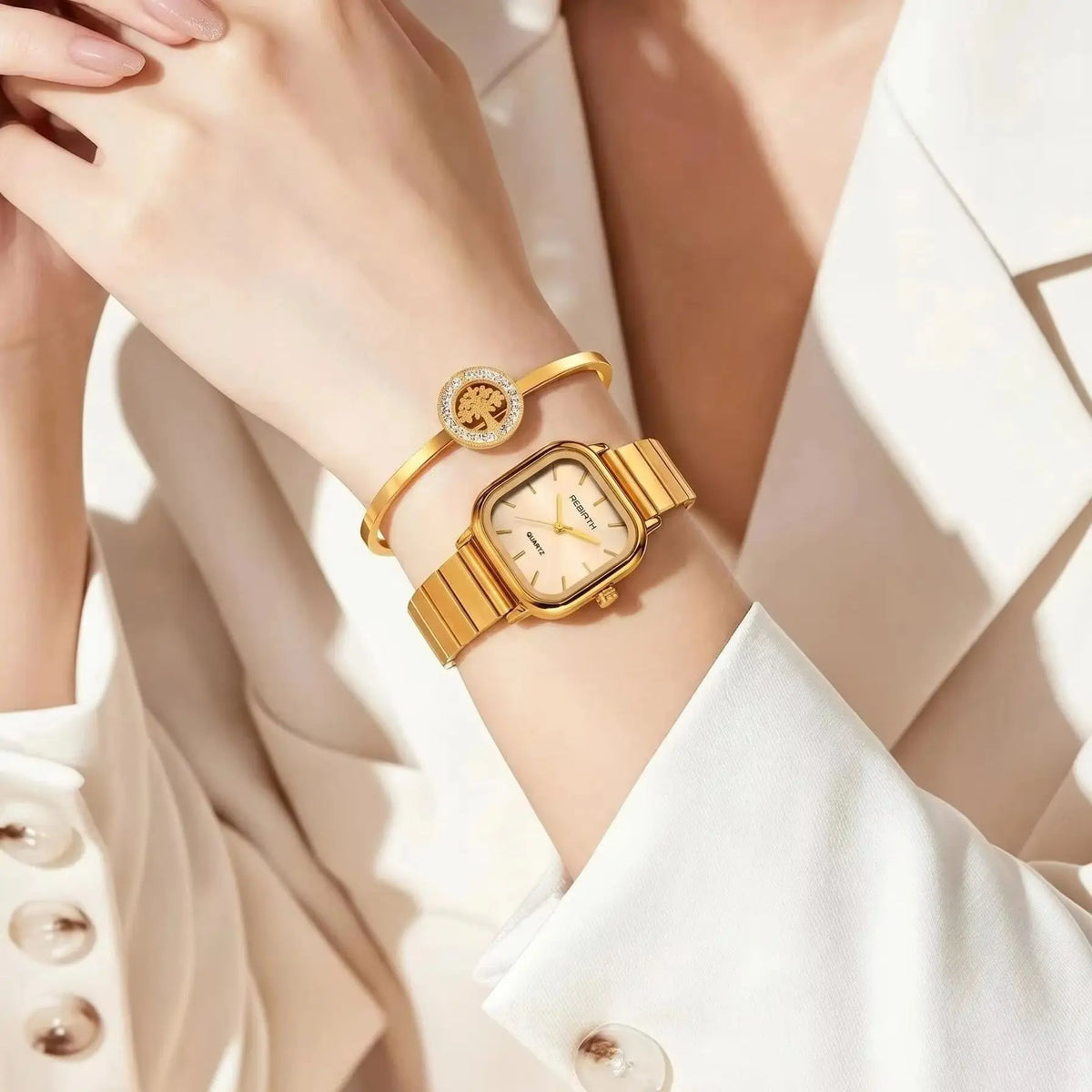 REBIRTH 2-Piece Retro Bracelet & Watch Set | Casual Fashion Bracelet Watch Set Nixie