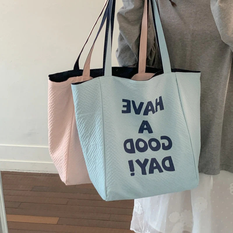 Women's Large Canvas Tote Shoulder Bag – Casual Commuter Canvas Tote Bag Nixie