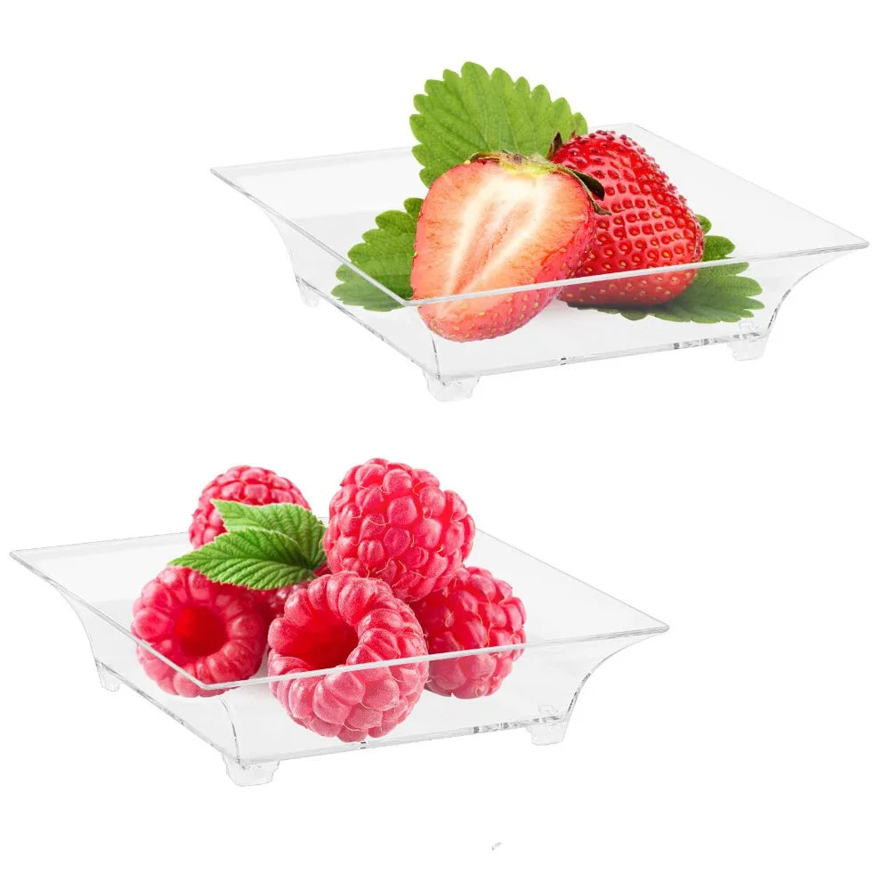 50pcs Clear Disposable Mini Square Dessert Trays & Serving Cups Disposable Serving Tray Nixie