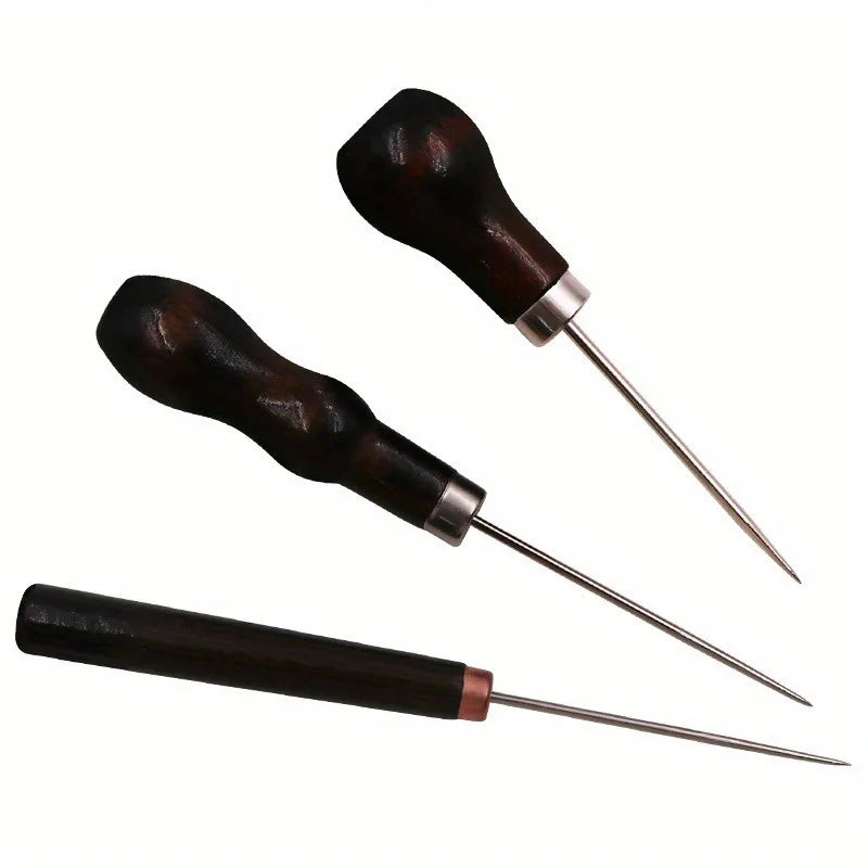 Sewing Awl Set Wooden Handle – Leather Craft & Shoe Repair Tool Leather Craft Awl Nixie 3PCS