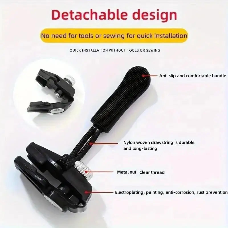 3-Size Universal No-Sew Zipper Repair Kit – S, M & L Heads Zipper Repair Kit Nixie