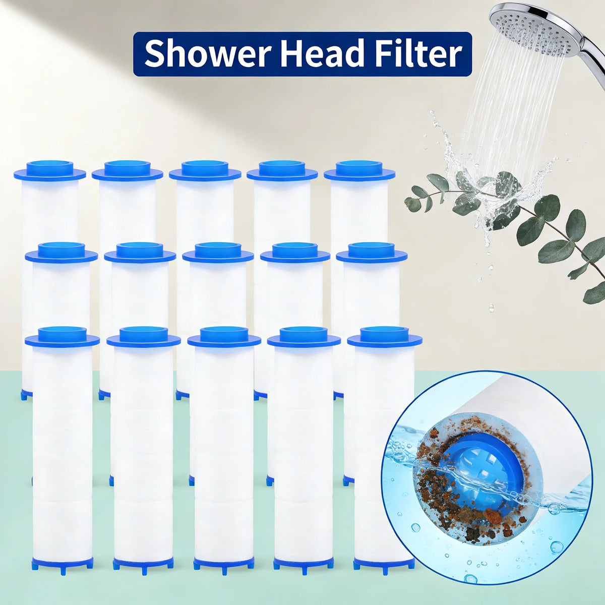 20-Pack PP Cotton Shower Head Filter Replacement Cartridges Shower Filter Cartridge Nixie
