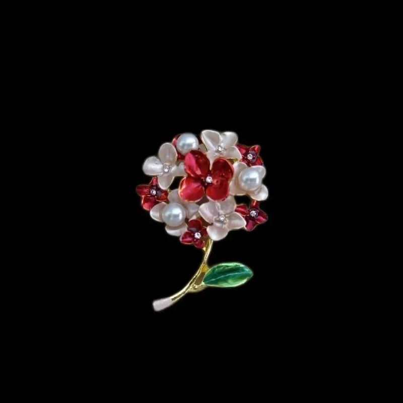 Red Flower Bud Brooch – Glass & Zinc Alloy Fashion Pin Fashion Brooch Pin Nixie