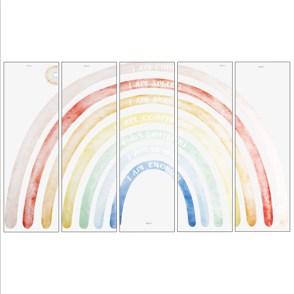 Colorful Rainbow Boho Wall Decals – Large Sticker Set 195×120cm