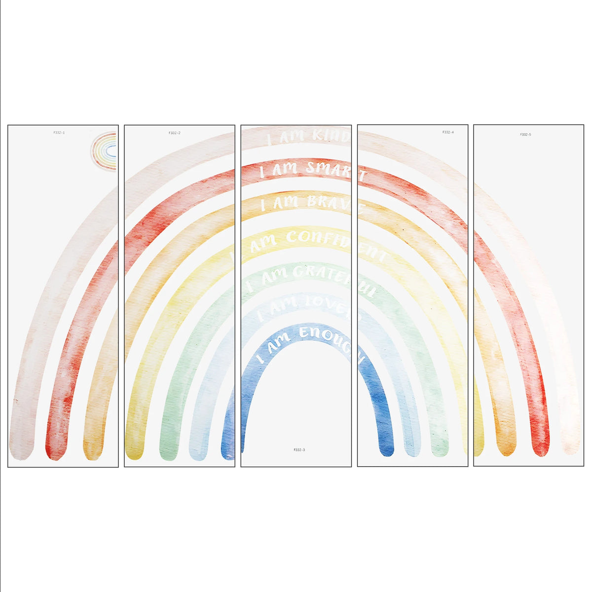 Colorful Rainbow Boho Wall Decals – Large 5-Piece PVC Sticker Wall Decal Stickers Nixie Style 1