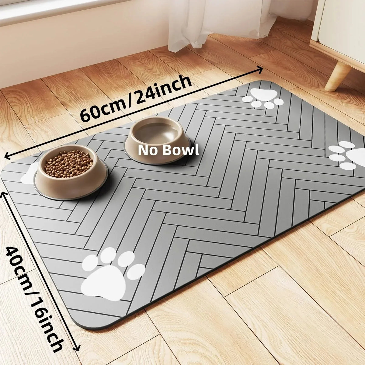 Absorbent Pet Feeding Mat – Non-Slip Waterproof Food Bowl Mat Pet Feeding Mat Nixie 40X60cm Grey