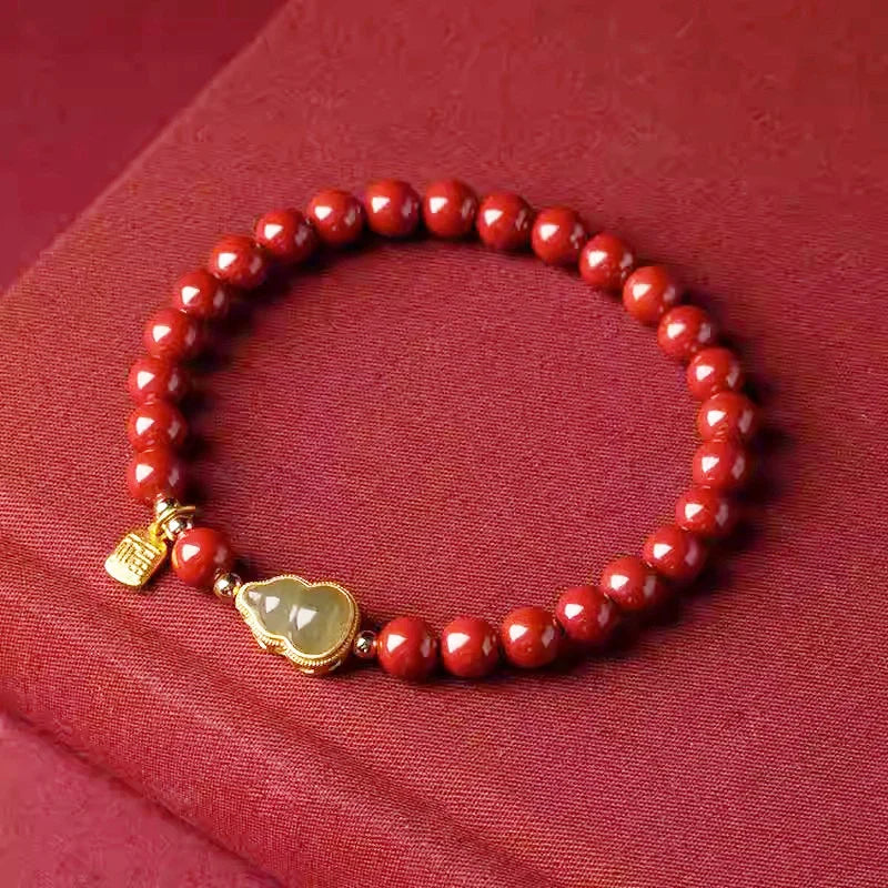 Lucky Jade & Cinnabar Bead Charm Bracelet for Women | Good Luck Charm Bracelet Nixie