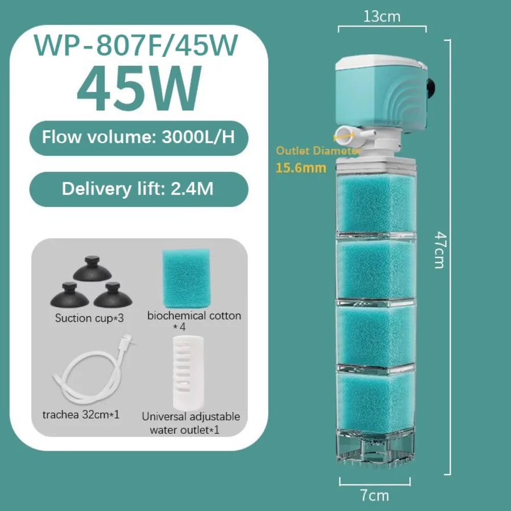 Aquarium Internal Sponge Filter – Oxygenation & Water Circulation Aquarium Sponge Filter Nixie WP-807F-45W