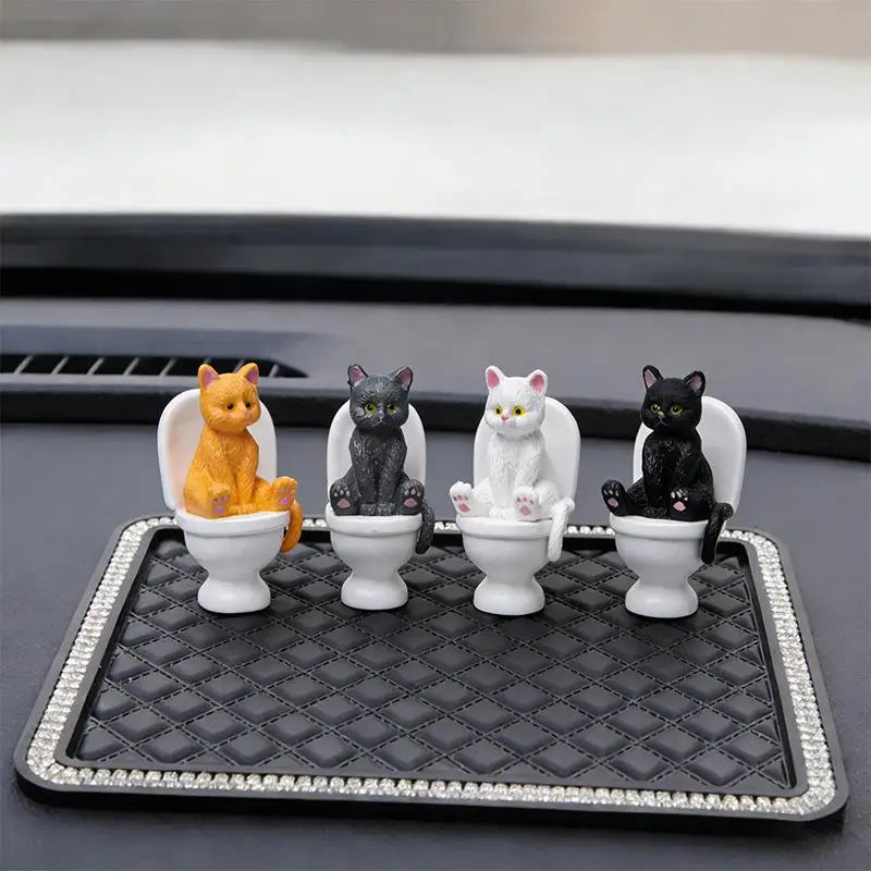 Funny Cat on Toilet Resin Figurine – Cute Kitten Decor Gift Resin Cat Figurine Nixie