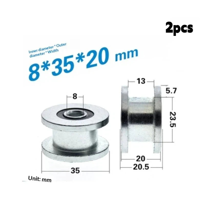 H-Groove Pulley Roller M8/M10 35x20mm 6000-2RS Bearing Guide Wheel Bearing Guide Wheel Nixie 2Pcs 8x35x20