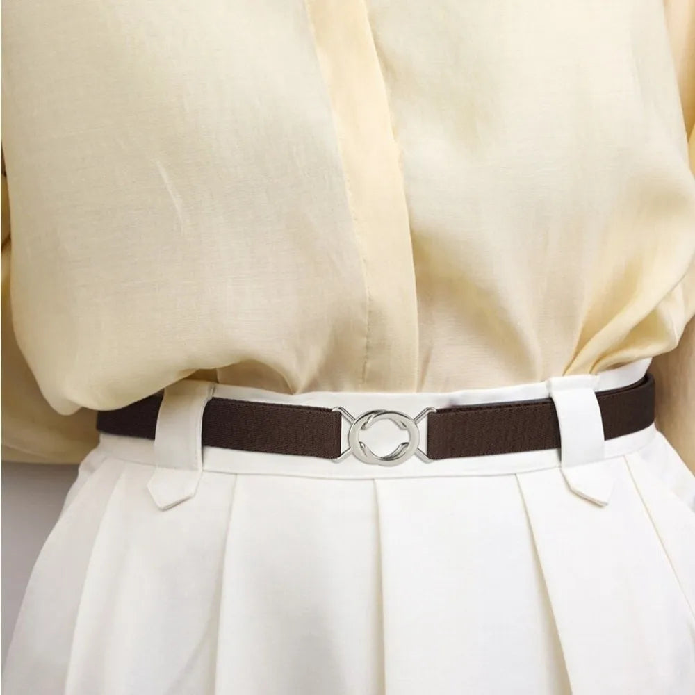Women's Elastic Invisible Belt – Adjustable Metal Buckle, 2.5cm Elastic Waist Belt Nixie