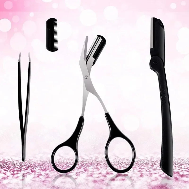 3-in-1 Eyebrow Scissors Kit – Comb, Tweezers & Razor Eyebrow Grooming Kit Nixie