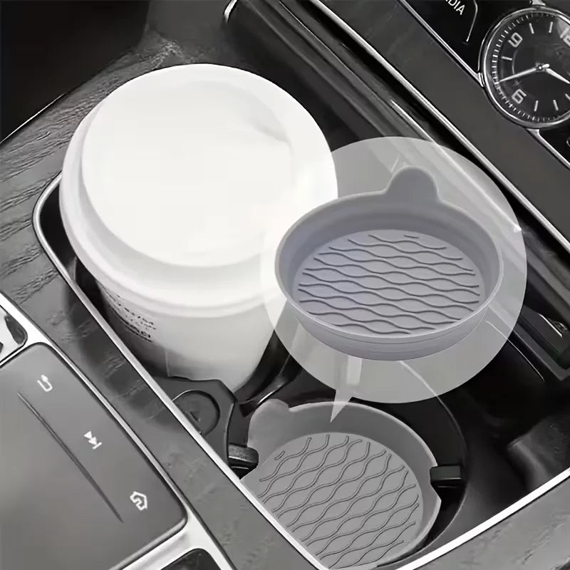 2-Piece Silicone Car Cup Holder Coasters – Non-Slip, Heat-Resistant Car Cup Holder Coasters Nixie 2Pcs-GRAY