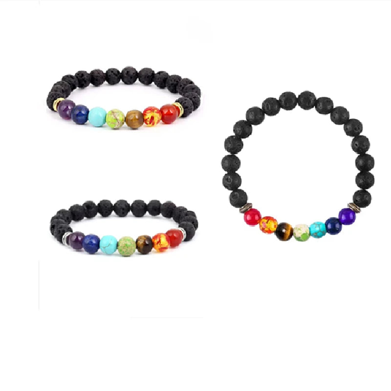 Volcanic Stone Beaded Stretch Bracelet – Unisex Jewelry