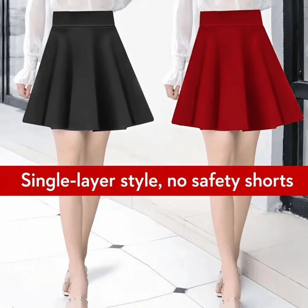 Women's Pleated Mini Skirt – Elastic Waist A-Line Casual Skirt Pleated Mini Skirt Nixie