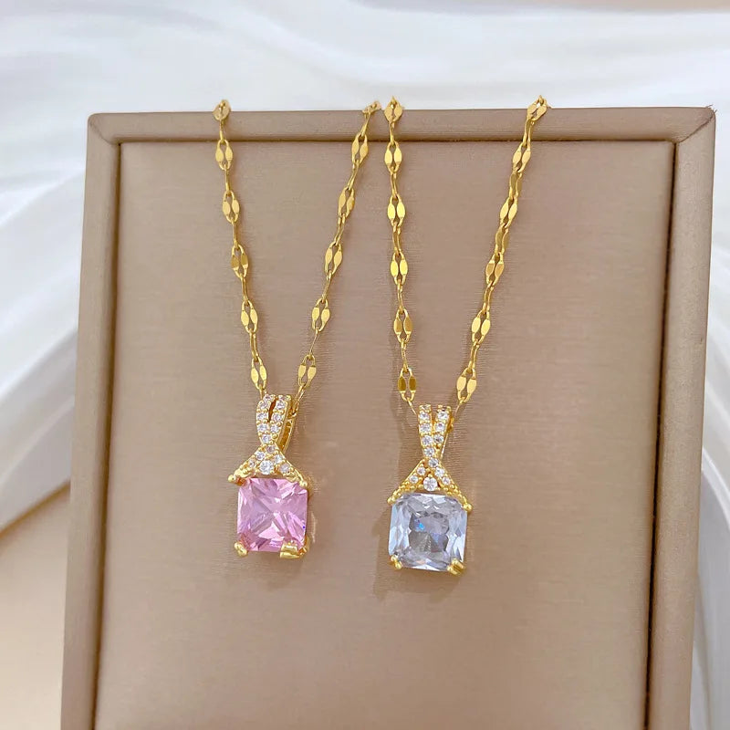 Cross Diamond Pendant Choker Necklace | Gold Stainless Steel Pendant Choker Necklace Nixie