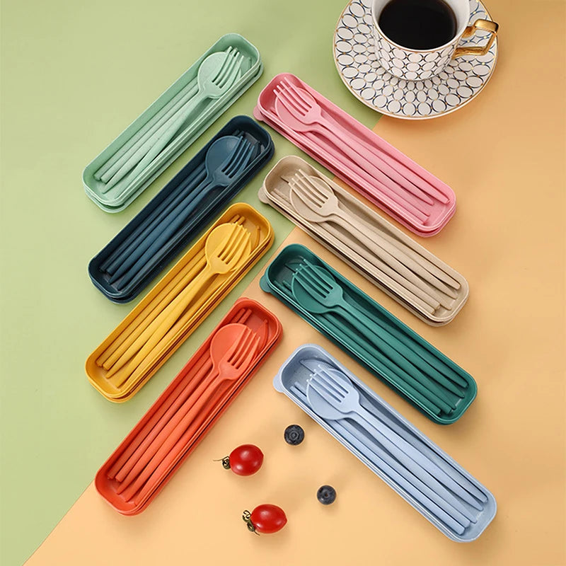 4-Piece Wheat Straw Cutlery Set – Reusable Portable Utensils Reusable Cutlery Set Nixie