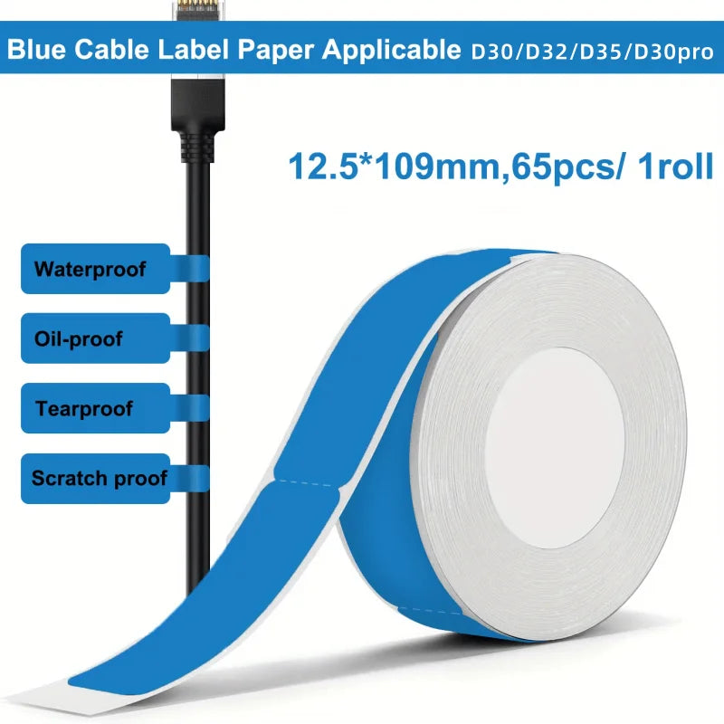 Thermal Cable Label Rolls for Phomemo D30/D32/D35 Printer